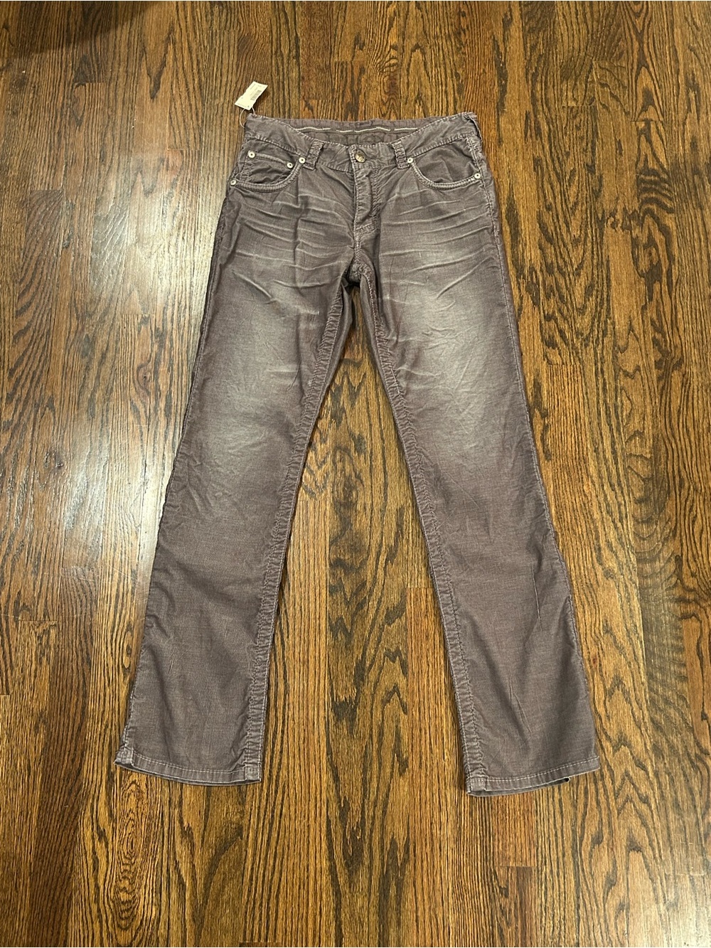 NWT Stitch’s Slim/ Straight Grey/ Brown Worn In Corduroy 5 pocket Jeans size 32
